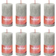 Beige Bougies Bolsius Bougies Pilier Rustiques Shine 8 pcs 100x50 mm Gris Sableux Cierges Sans Fumée Bougie