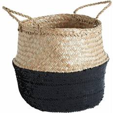 With Handle Baskets Premier Housewares Black Natural Medium Seagrass Basket