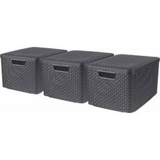 Curver 3x with Lid Size L Anthracite Containers Organiser Storage Box