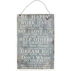 The Home Fusion Company Shabby Chic Vintage Rustic Metal Plaque with 'Be Happy' Wall Decor