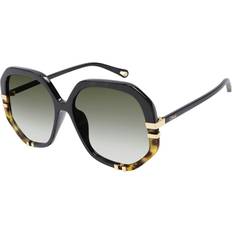 Chloé Sunglasses Chloé West Geometric Style Sunglasses, 58mm Black/Green Gradient