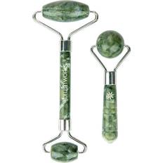 Vert Rouleaux de Massage Visage et Gua Sha Brushworks Jade Roller & Globe Set