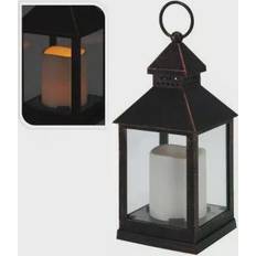 Barato Linternas Edm Farol Con Vela De LED 10.5x10.5x23 cm Bronce Linterna