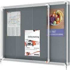 Nobo Premium Plus Grey Felt Lockable Noticeboard Display Case Sliding