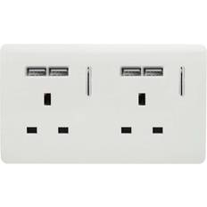 Wall Switches sale Trendi Switch 2 gang 13 amp USB Socket White