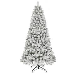 Puleo International 6ft. Flocked Virginia Pine Green 72 Inch Christmas Tree