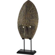 Ridge Road Décor Dcor Teak Wood Eclectic Mask Sculpture In Brown/black black Decorative Item