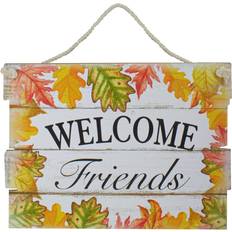 Northlight Seasonal 16in. Autumn Leaves Welcome Friends Wall Sign White