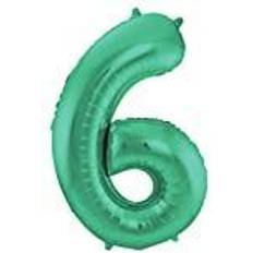 Folat Green Metallic Matte Foil Balloon Number 6 86 cm, Unique Waist, 65916