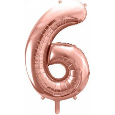 Billig Talballoner PartyDeco Foil Balloon Number 6 86cm Rose Gold