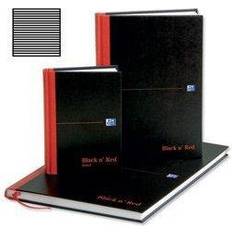 Calendar & Notepads 100080474 Black n Red A4 Casebound Hard Cover Notebook Narrow Ruled