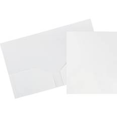 Jam Paper Heavy Duty Plastic Two-Pocket School Folders White 383HWHD