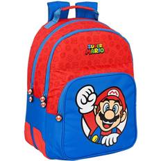 Rouge Cartables Safta- Sac à Dos Double Adaptable Chariot Super Mario 32 x 42 x 15 cm, 612108773, Multicolore