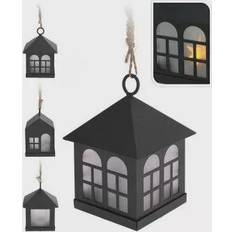 Avec Poignée Lanternes Edm Petite Maison Led 6 x 8 cm Noire 1xcr2032 Lanterne