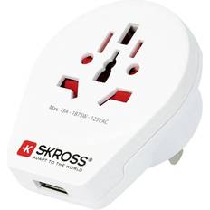 Skross 1.500268, Type B, Universel, Type B, Type C, Type G (UK) Type I (AU) Type J (CH) Type L (IT) Type N (BR) 100-250 V, 50/60 Hz, 15 A