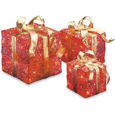 National Tree Company Christmas Red Metal Gift Boxes (3 Count) 10 x 8 Decoration