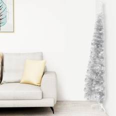 Kunststoff Weihnachtsbäume vidaXL Slim Artificial Half with Stand Silver 240 cm Weihnachtsbaum