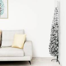 Kunststoff Weihnachtsbäume vidaXL Slim Artificial Half with Flocked Snow 180 cm Weihnachtsbaum 180cm