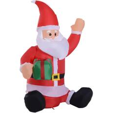 Red Decorations Homcom Inflatable Christmas Santa Claus Decoration 120cm