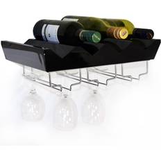 Watsons on the Web MONTEREY 4 Bottle Wall Mounted Floating Wine Storage Shelf Black Wine Rack