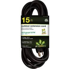 GoGreen Power 16/3 15' Heavy Duty Extension Cord, Black (GG-13715BK) Black