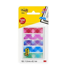 Sticky Notes reduziert 3M Post-it 11.9 x 43.2 mm "Gingham Pattern Collection" Patterned Flag