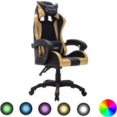 Gamestoelen Basic Home vidaXL Racestoel met RGB LED-verlichting kunstleer goudkleurig en zwart