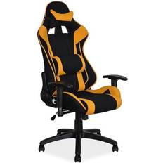 Chaises de jeu Furniturebox Fauteuil de gaming pivotant en tissu VIPER avec oreillers intégrés Noir Jaune H 127 x L 70 x P 49 cm