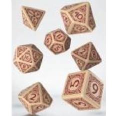 Q Workshop Q WORKSHOP Viking Beige & Burgundy Rpg Ornamented Dice Set 7 Polyhedral Pieces