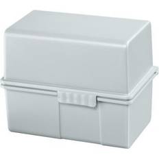 Grau Büroklammern, Papierklemmen & Magnete HAN 978-11 Card index box Light grey A8 landscape Steel hinge, Lid usable as a tray