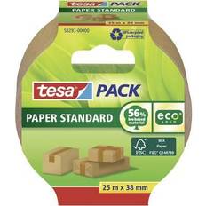 Suministros de Envío y Embalaje TESA pack Paper Standard Cinta de Embalaje Hecha de Papel Ecológico 56% de Material Biológico Eficiente y Reciclable 25 m x 38 mm Marrón