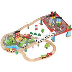 Trætog Kruzzel Battery-Operated Locomotive Wooden Train Set 88 Pieces. For Children From The Age Of 3