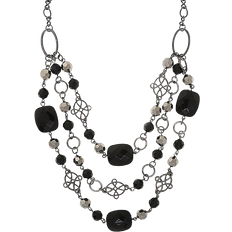 1928 Jewelry Figaro Beaded Necklace - Black