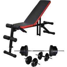 Adjustable Sit-up Bench with Barbell and Dumbbell Set 60.5kg Fitness
