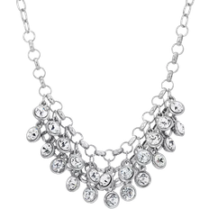 1928 Jewelry Link Round Collar Necklace - Silver/Transparent