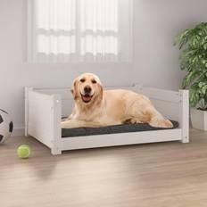 vidaXL hundeseng 75,5x55,5x28 massivt fyrretræ hvid