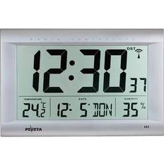 Digital clock Lcd Radio Controlled Digital Clock, Wxdxh 410x45x270 Mm, Plastic Case Matt Silver