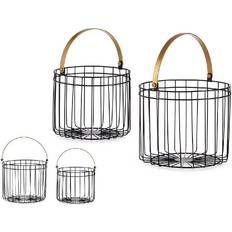 Brugskunst Gift Decor Sort Gylden Cylindriske Metal (2 pcs) Kurv