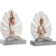 Dkd Home Decor Dekorativ Grå Hvid Harpiks Yoga Moderne (16 x 7,5 x 21 cm) (2 enheder) Dekorationsfigur