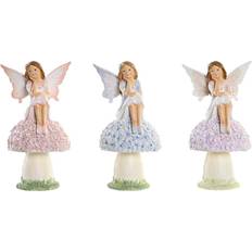 Pink Figurines Dkd Home Decor Dekorativ Blå Pink Syren Harpiks Fe (9,5 x 8 x 17 cm) (3 enheder) Figurine