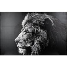 Arts encadrés Atmosphera Toile Imprimée Lion 78x118 cm Noir Art encadré