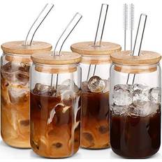 Glass Glass Jars with Straw DWTS DANWEITESI - Glass Jar with Straw 16fl oz 4