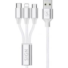 Usb c 3 in 1 SiGN Micro USB-USB C-Lightning 3A 0.2m