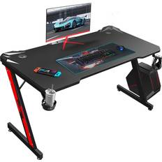 Cup Holder Gaming Desks Homall Z Shaped Gaming Desk - Black/Red, 1118x599x744mm