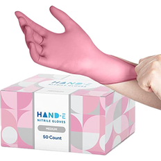 Pink Disposable Gloves Hand-E Powder & Latex Free Nitrile Gloves 50-pack