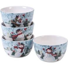 Multicolored Dessert Bowls Certified International Watercolor Snowman Dessert Bowl 5.5" 4 0.19gal