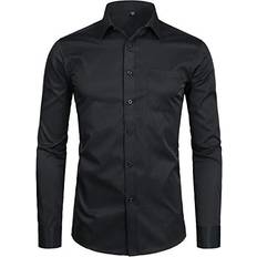 Polyester button up shirts Zeroyaa Men's Casual Business Formal Button Up Shirt