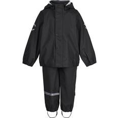 Jungen - Schwarz Regenanzüge Mikk-Line PU Rain Set with Braces - Black (33145)