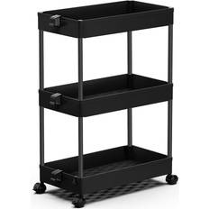 Plastic Trolley Tables SpaceKeeper 3 Tier Slim Storage Cart Trolley Table 22x40cm