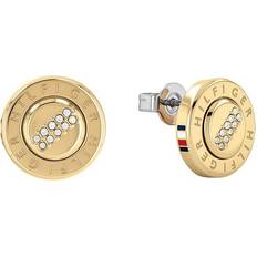 Tommy Hilfiger Engraved Stud Earrings - Gold/Transparent